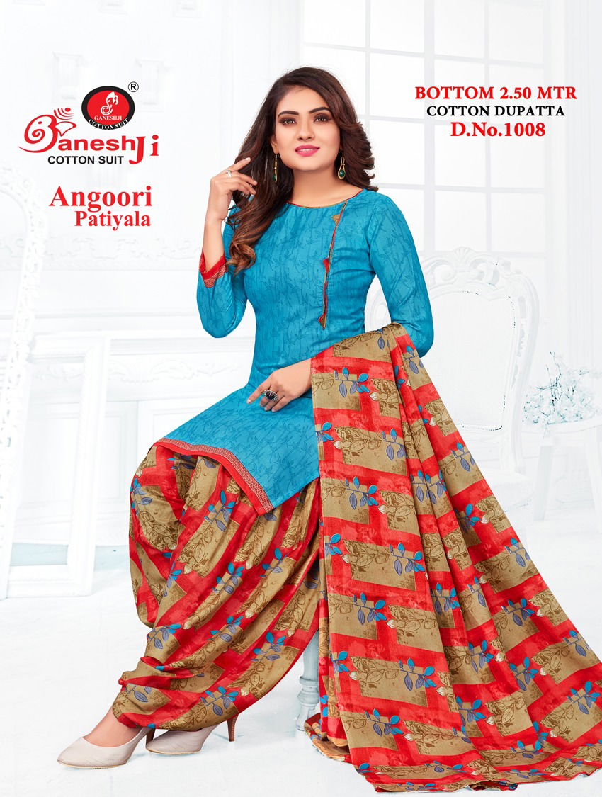 Ganeshji Angoori Patiyala 1 Indo Fancy casual Daily Wear Printed Cotton Dress Material Collection